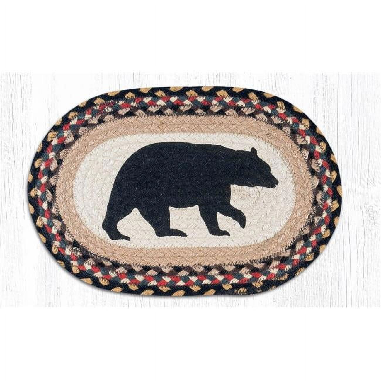 10 x 15 in. Jute Oval American Bear Printed Swatch