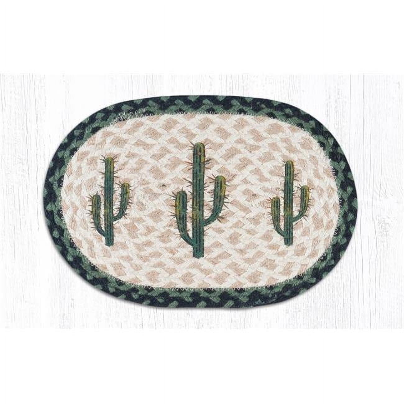 10 x 15 in. Jute Oval Saguaro Printed Swatch