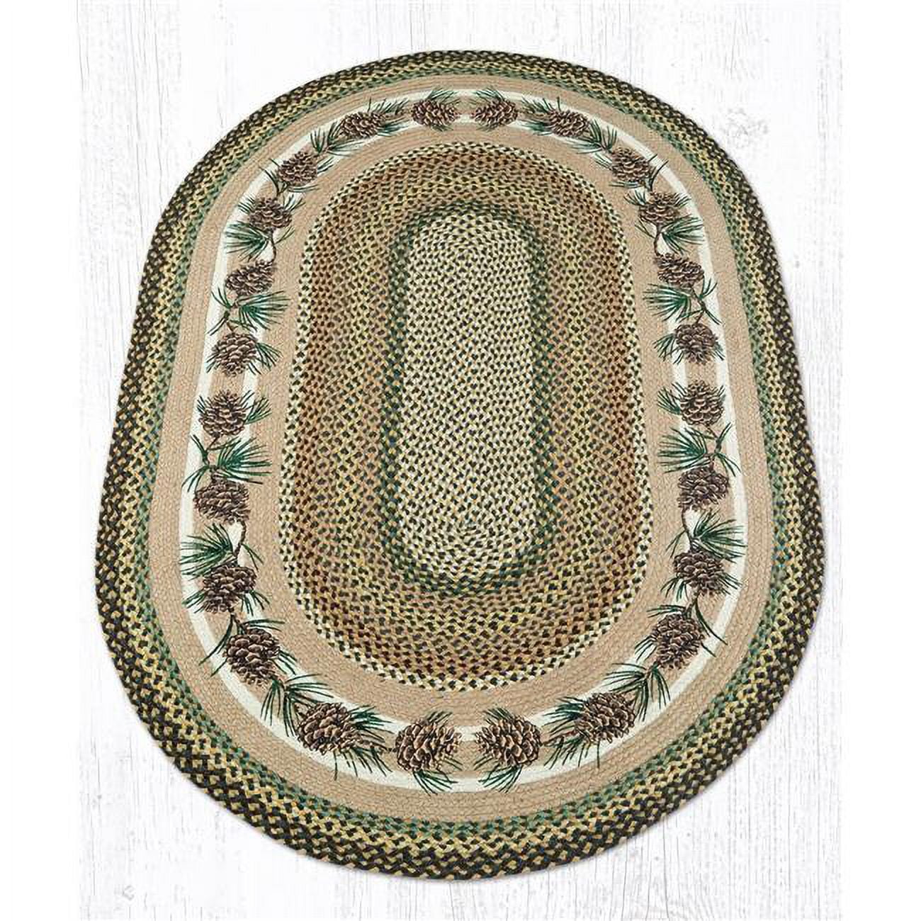 27 x 45 in. Jute Oval Needles & Cones Patch