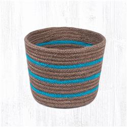 6 x 7 in. Jute Round Basket - Turquoise & Brown