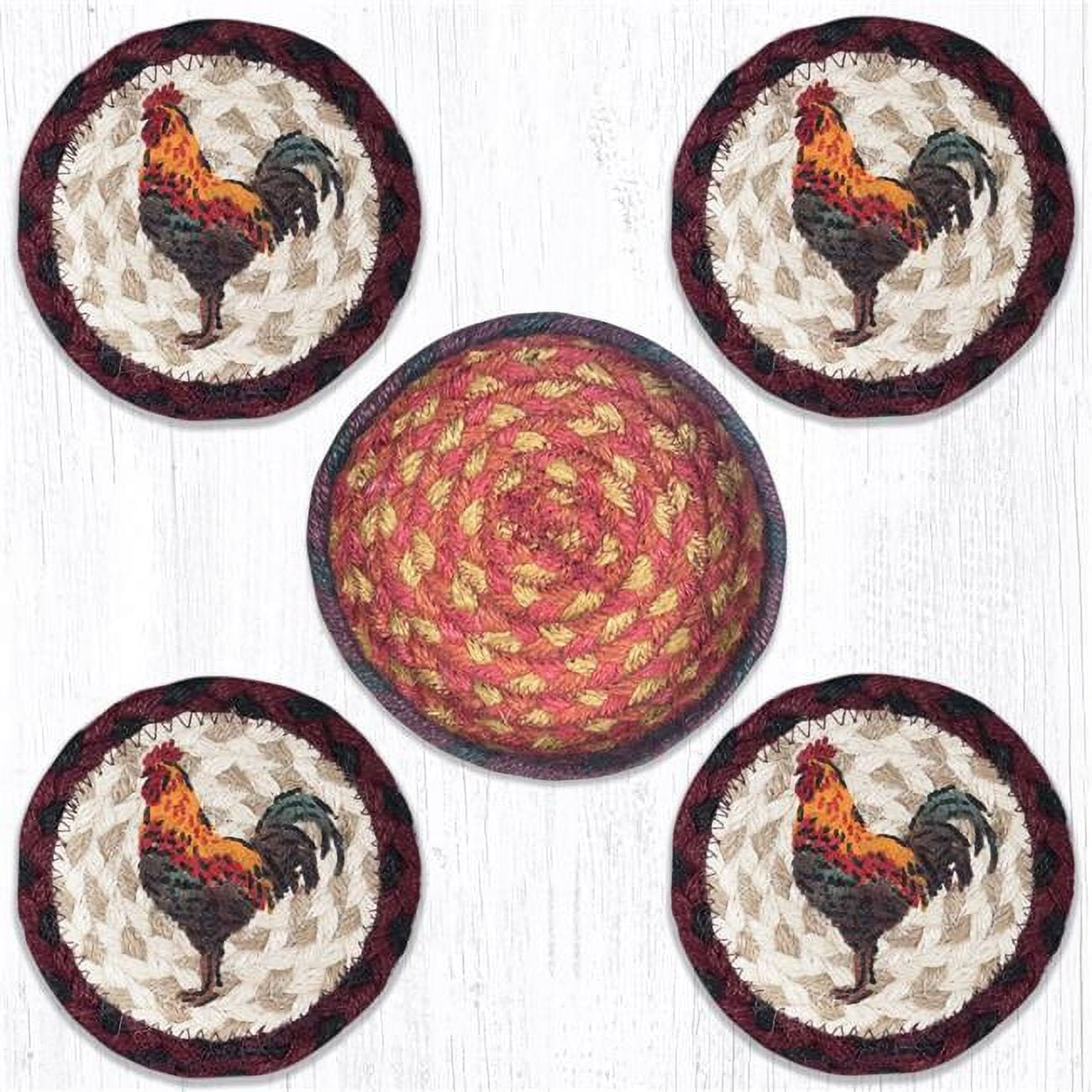 Picture of Capitol Importing 29-CB471RR 5 x 5 in. CNB-471 Rustic Rooster Coasters in a Basket