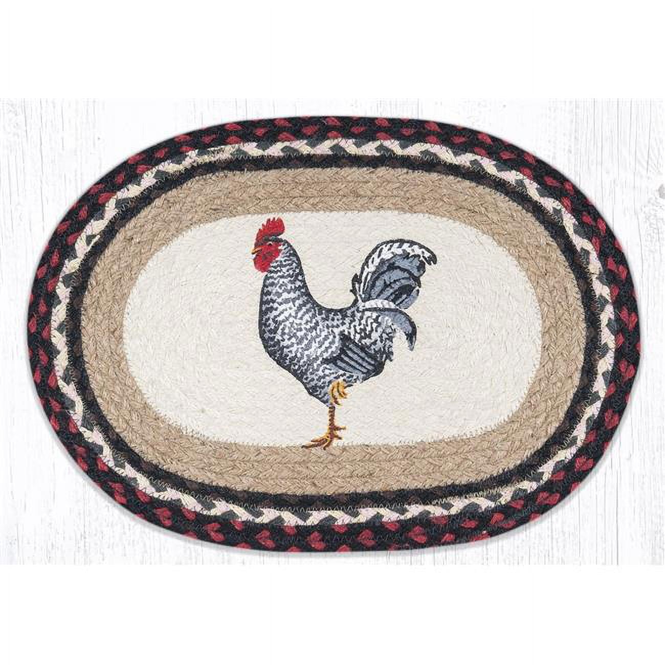 Picture of Capitol Importing 48-602BWR 13 x 19 in. PM-OP-602 Black & White Rooster Oval Placemat