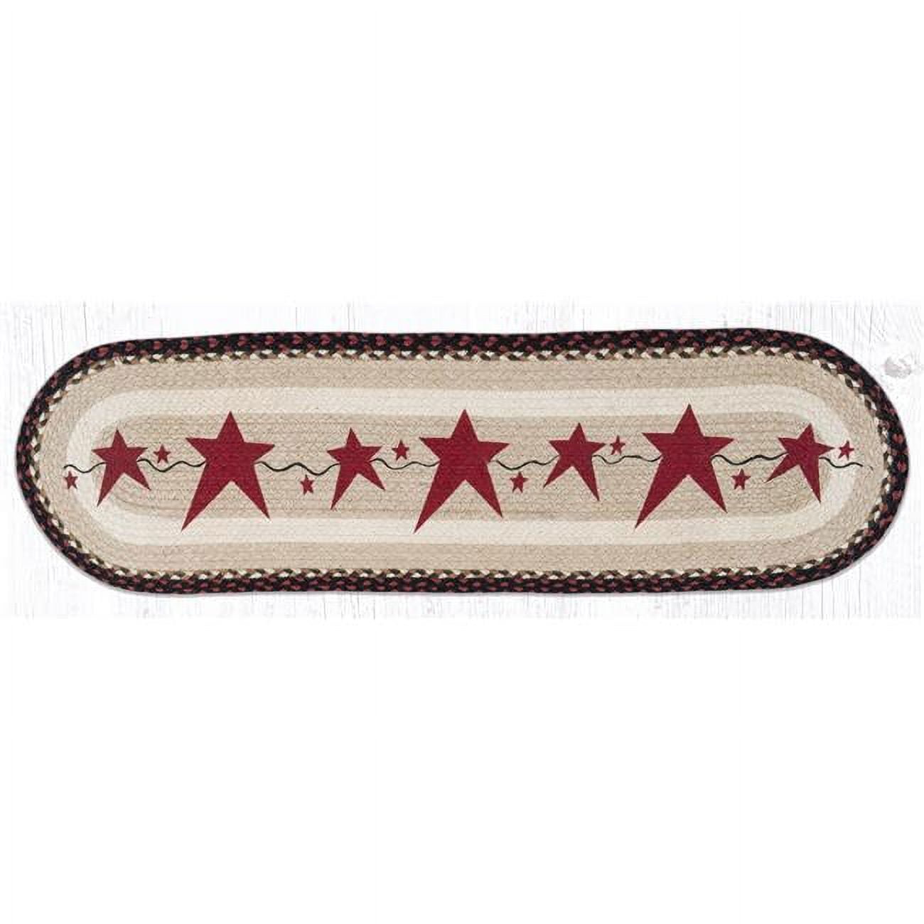 Picture of Capitol Importing 64-019PSB 13 x 48 in. OP-19 Primitive Stars Burgundy Oval Patch Runner