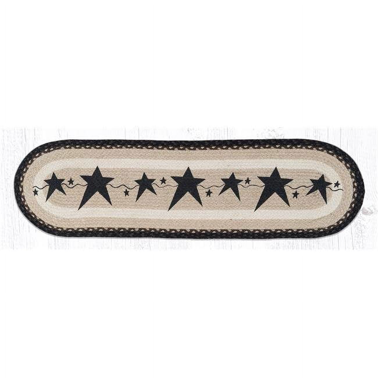 13 x 48 in. OP-313 Primitive Stars Black Oval Patch Runner