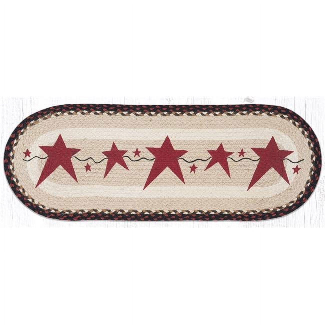 Picture of Capitol Importing 68-019PSB 13 x 36 in. OP-19 Primitive Stars Burgundy Oval Patch Runner