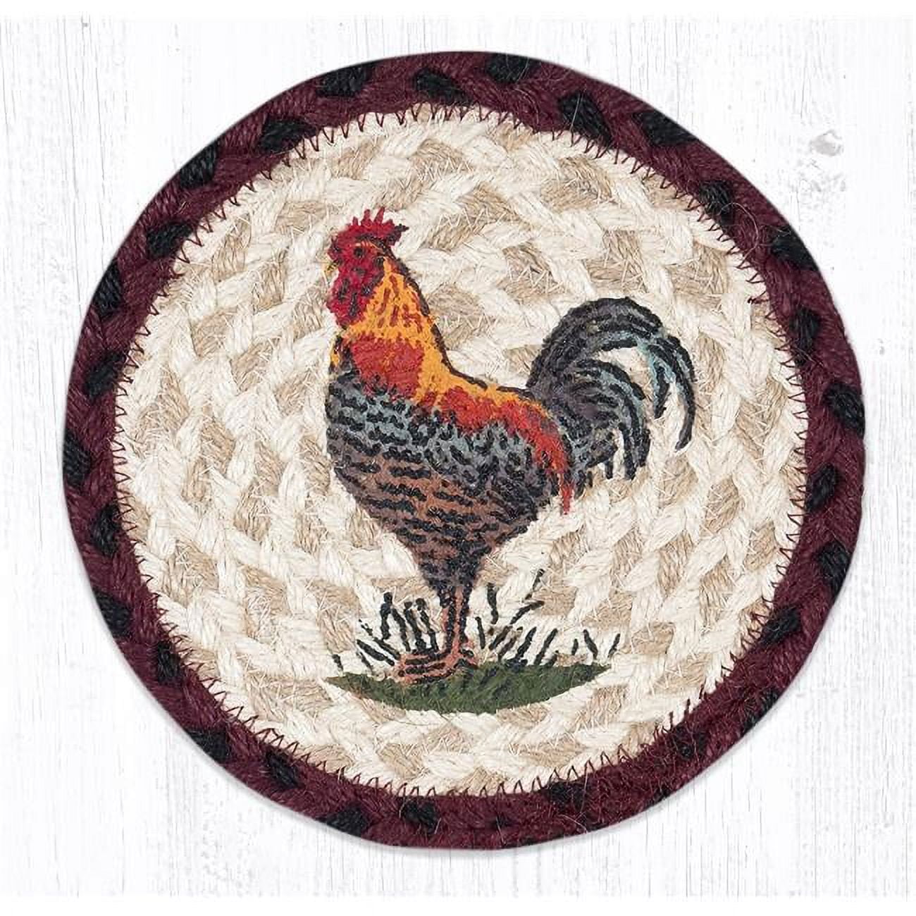 7 x 7 in. LC-471 Rustic Rooster Round Large Coaster