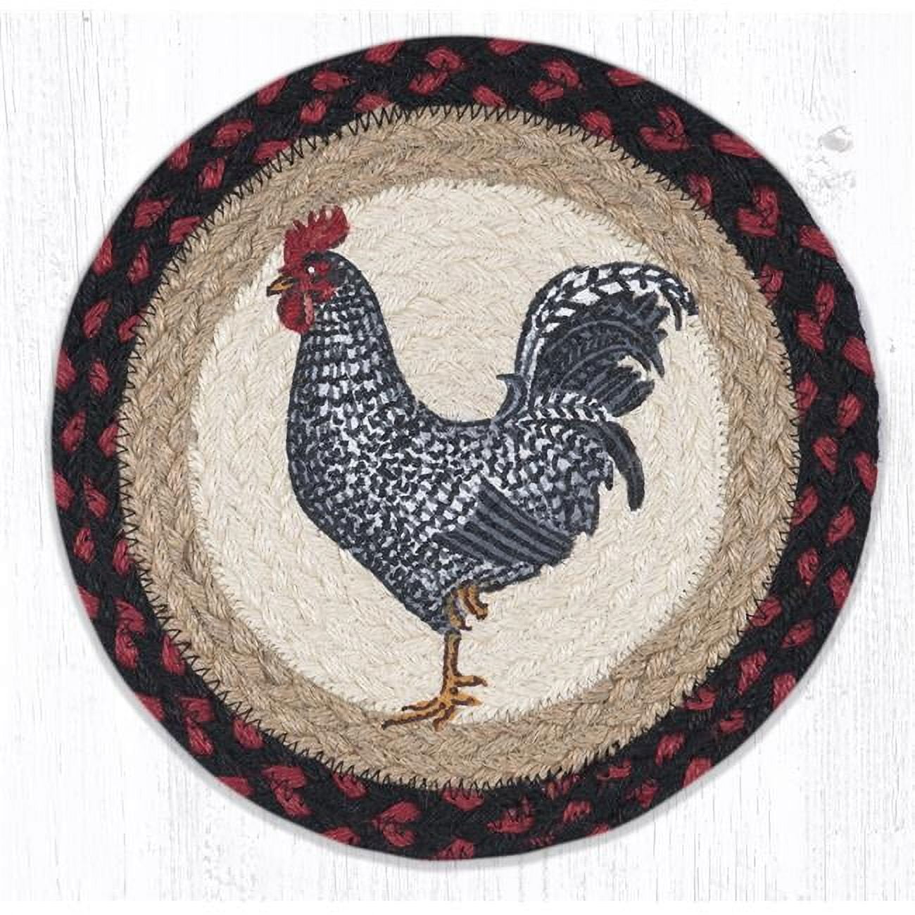 Picture of Capitol Importing 80-602BWR 10 x 10 in. MSPR-602 Black & White Rooster Printed Round Trivet
