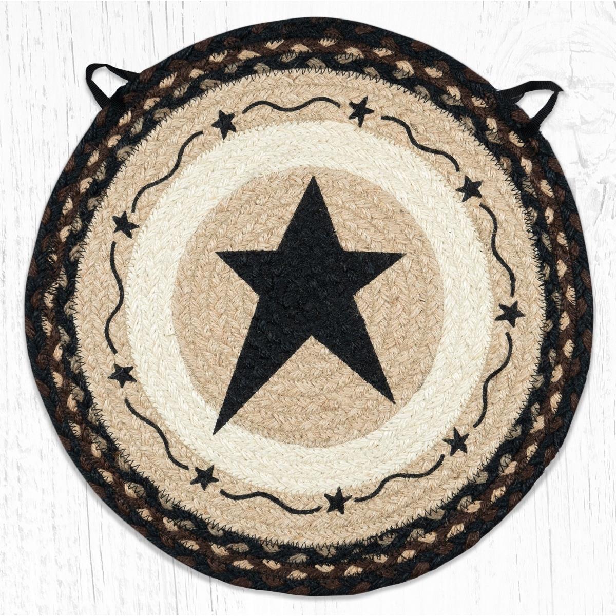 Capitol Importing 49-CH313PSB 15.5 x 15.5 in. CH-313 Primitive Star Black Round Chair Pad