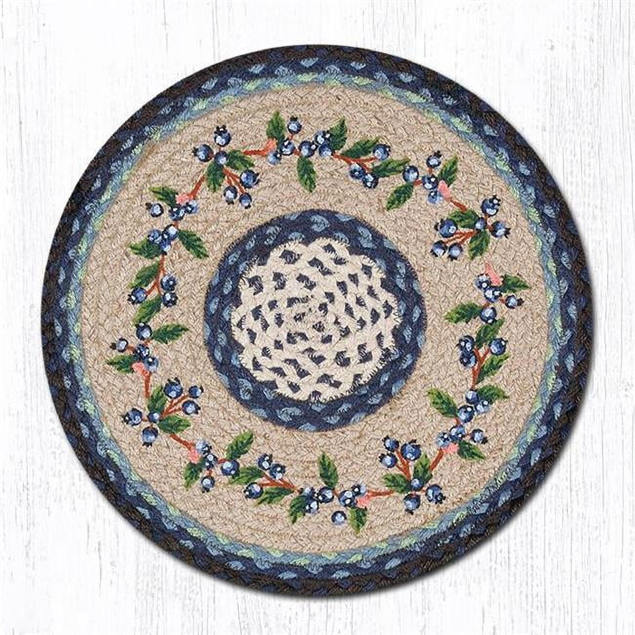 15.5 x 15.5 in. Blueberry Vine Printed Round Chair Pad
