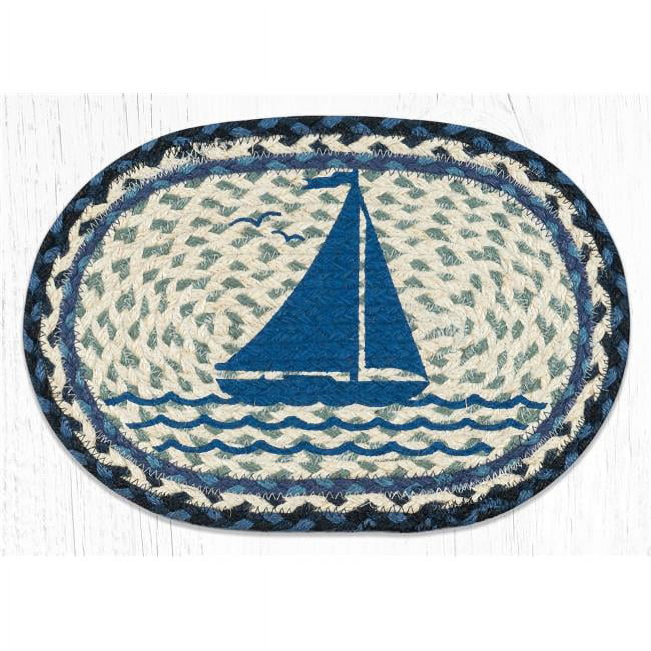 10 x 15 in. MSP-443 Sailboat Printed Oval Swatch Braided Rug