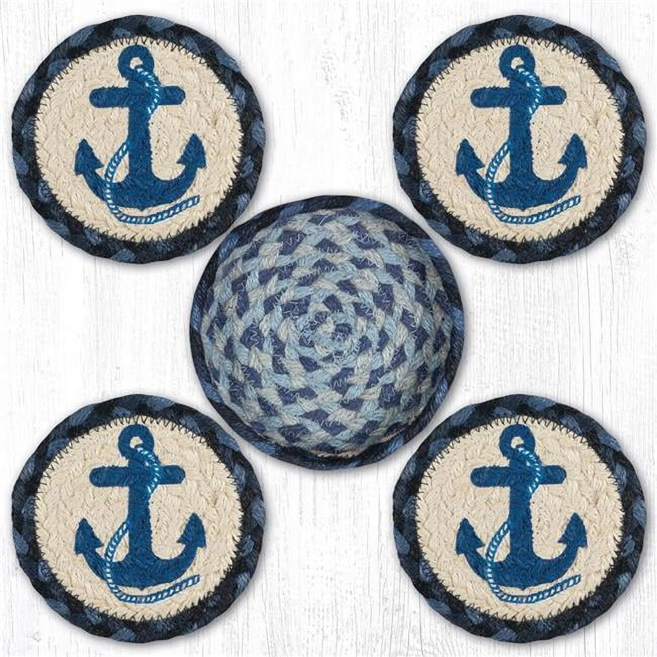 Picture of Capitol Importing 29-CB443NA 5 x 5 in. Anchor Coasters in a Basket, Navy