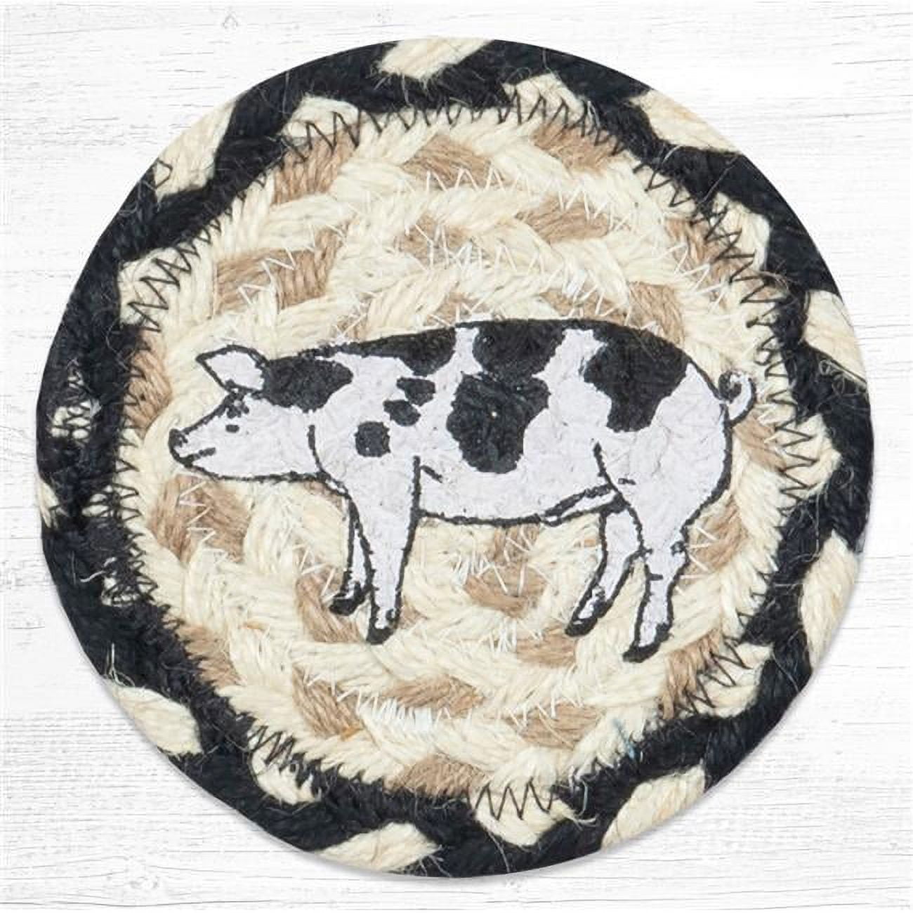 5 x 5 in. Pig Printed Coaster Round Rug, Multi Color
