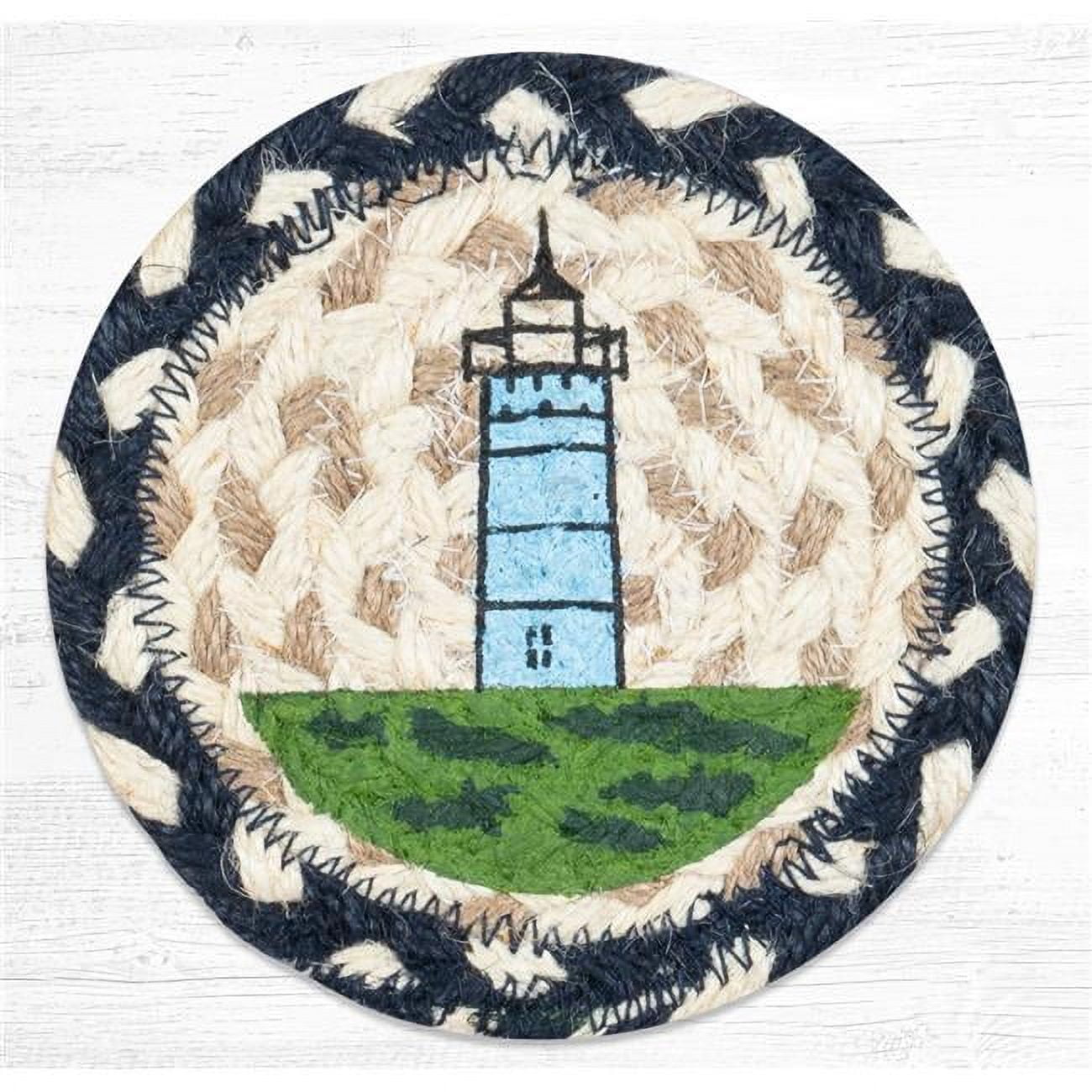 5 x 5 in. IC-619 Nubble Lighthouse Printed Braided Coaster