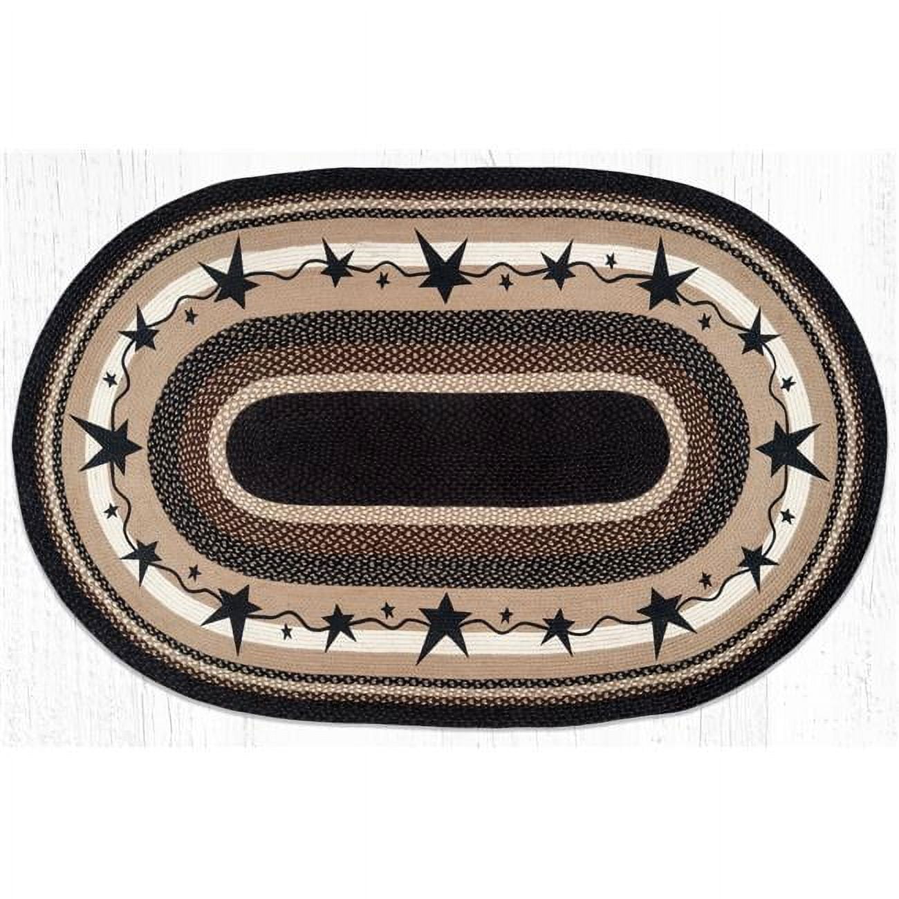 4 x 6 ft. Primitive Stars Oval Patch Oval Area Rug - Black