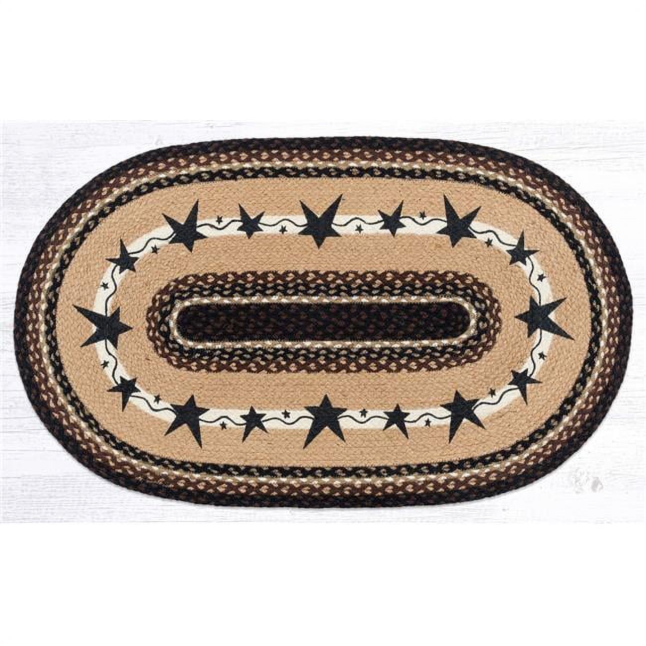 OP-313 Primitive Stars Oval Patch Rug - Black - 5 x 8 ft.
