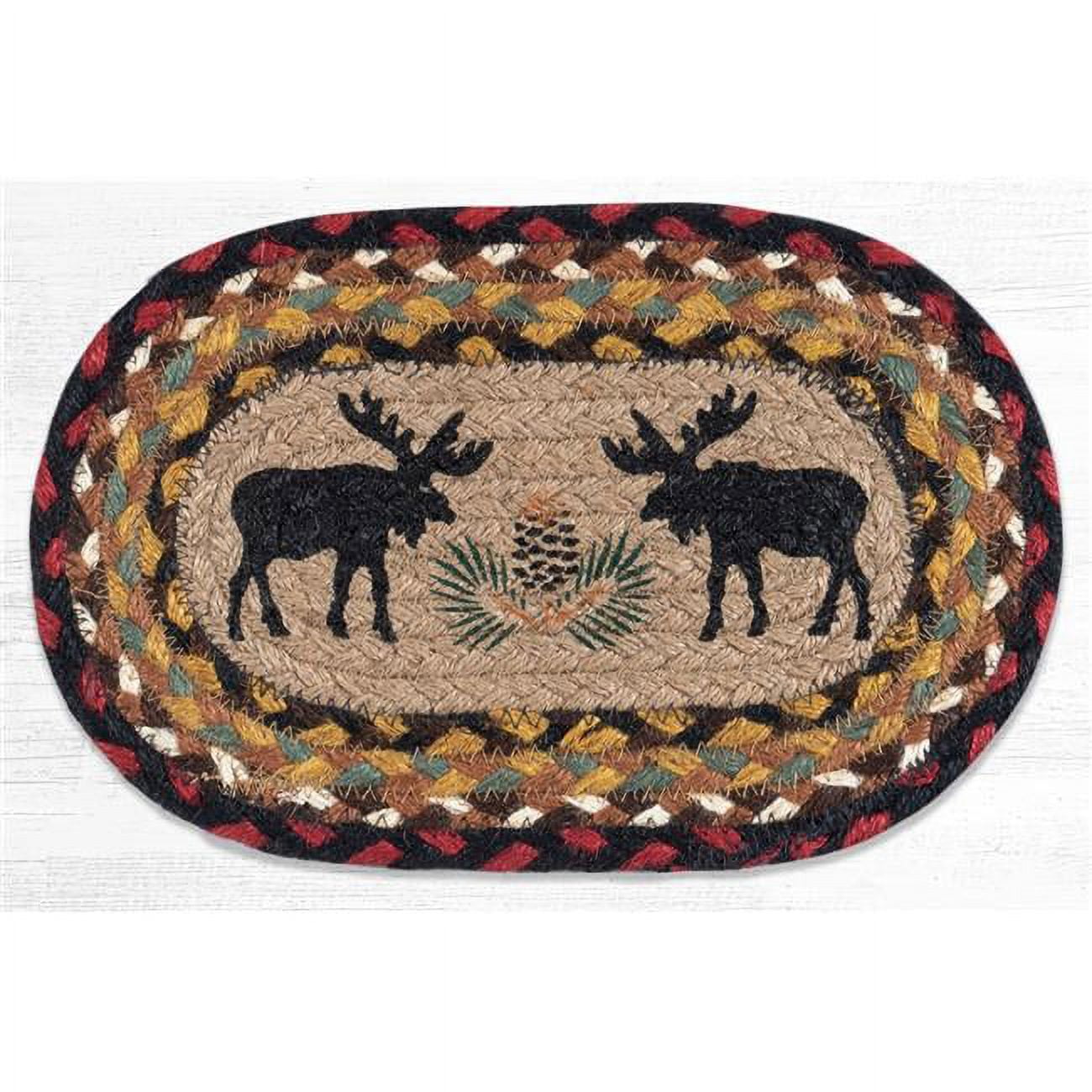 Moose Printed Oval Swatch Area Rug - Black - 10 x 15 in.