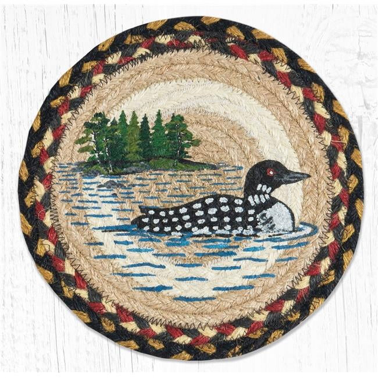 Picture of Capitol Importing 80-043LP 10 x 10 in. MSPR-43 Loon Patch Printed Round Braided Trivet