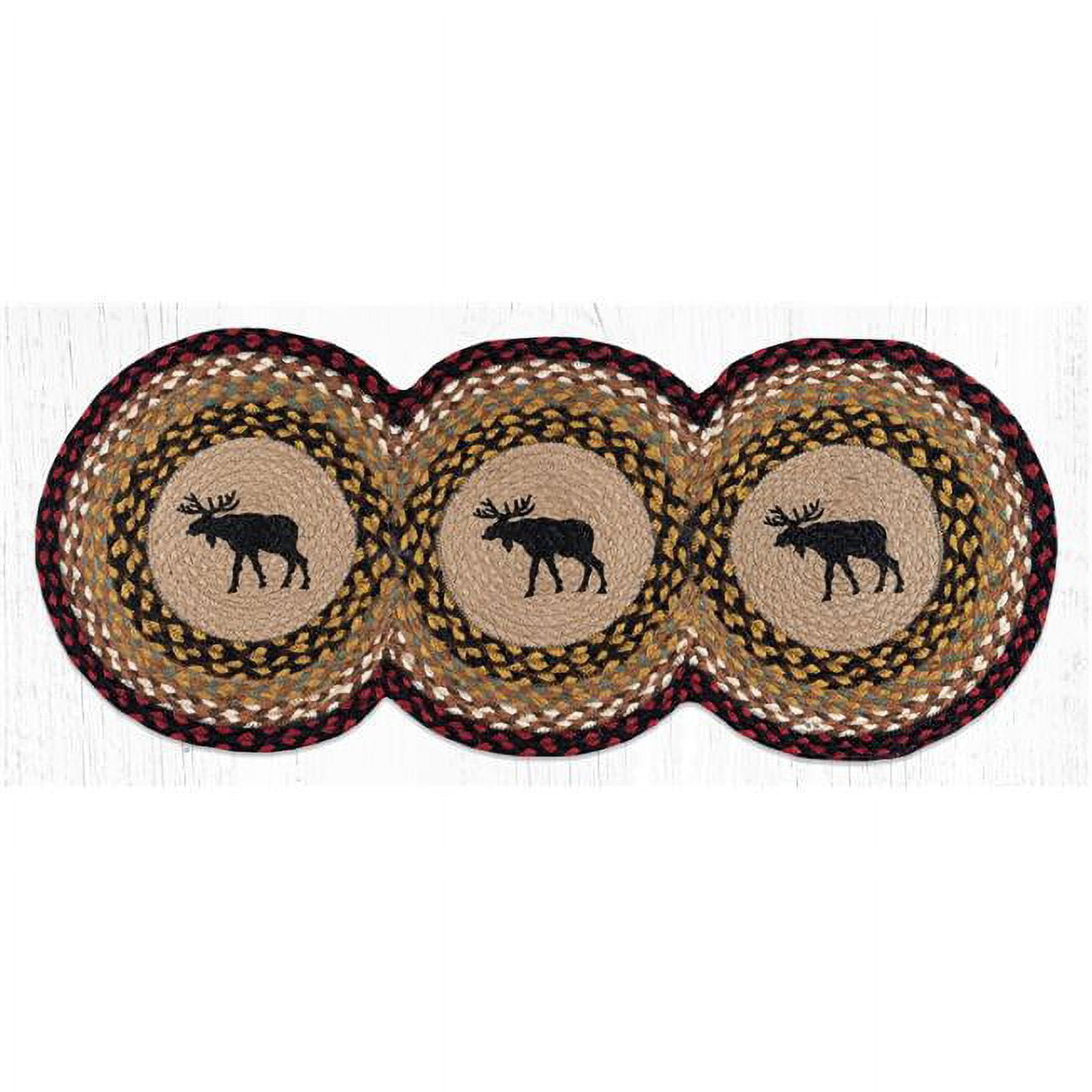 15 x 36 in. Moose Printed Tri Circle Rug, Black