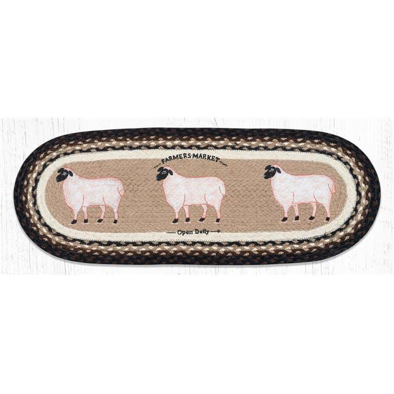Picture of Capitol Importing 68-344FS 13 x 36 in. OP-344 Runner Farmhouse Sheep Oval Table Rug
