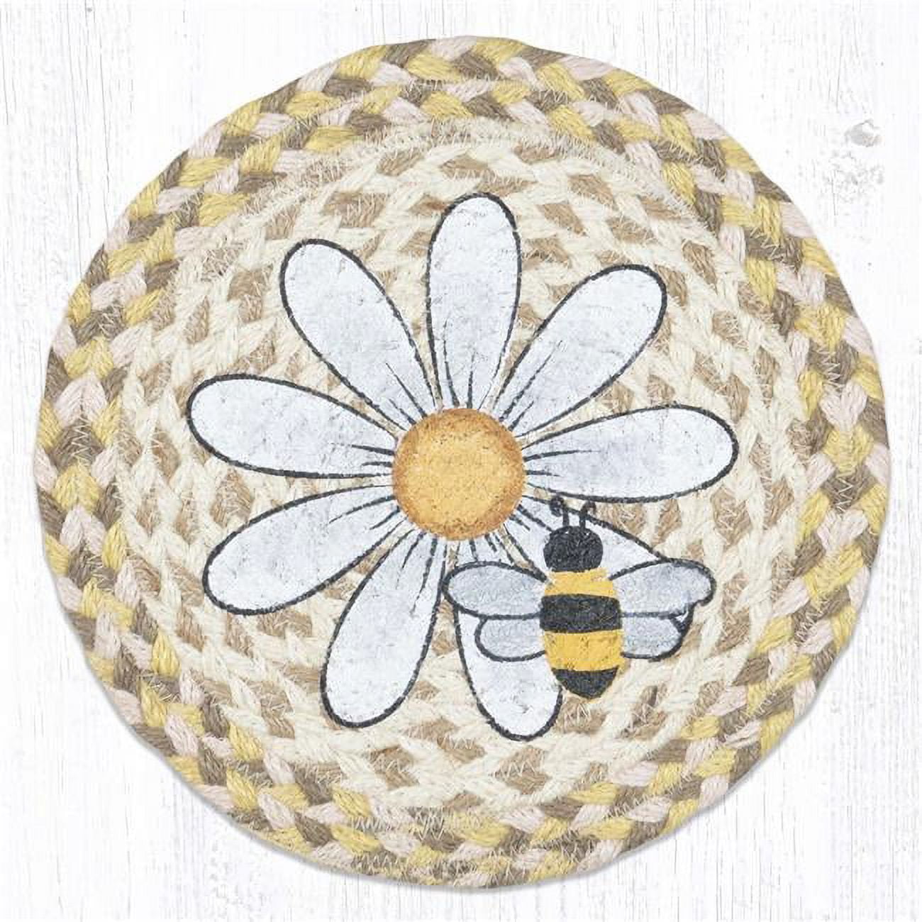 Picture of Capitol Importing 80-653DB 10 x 10 in. Daisy & Bee Printed Round Trivet