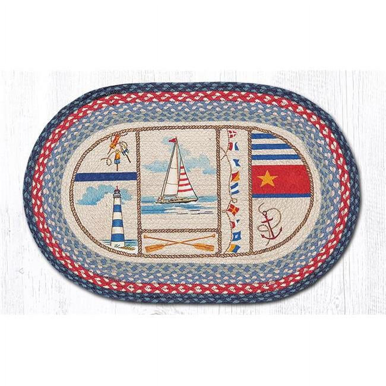 Picture of Capitol Importing 65-458NB 20 x 30 in. Nautical Breeze Printed Oval Patch Rug