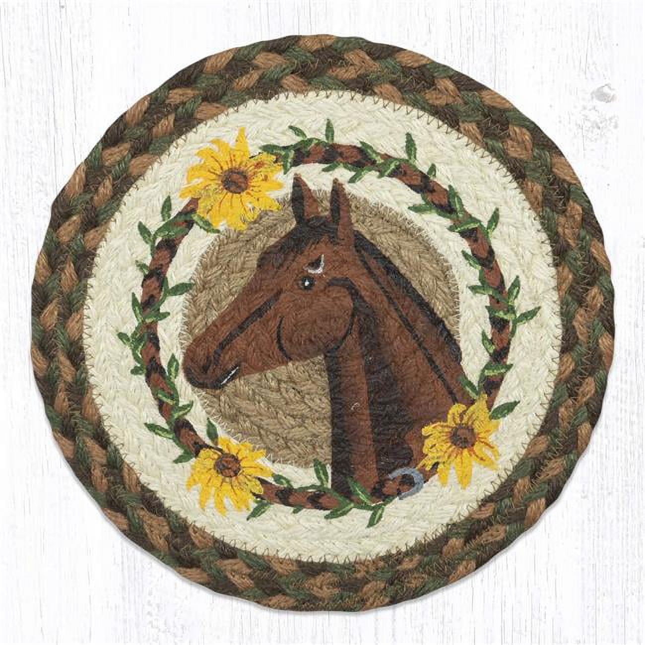Picture of Capitol Importing 80-657BHD 10 in. MSPR-657 Brown Horse Daisy Printed Round Trivet