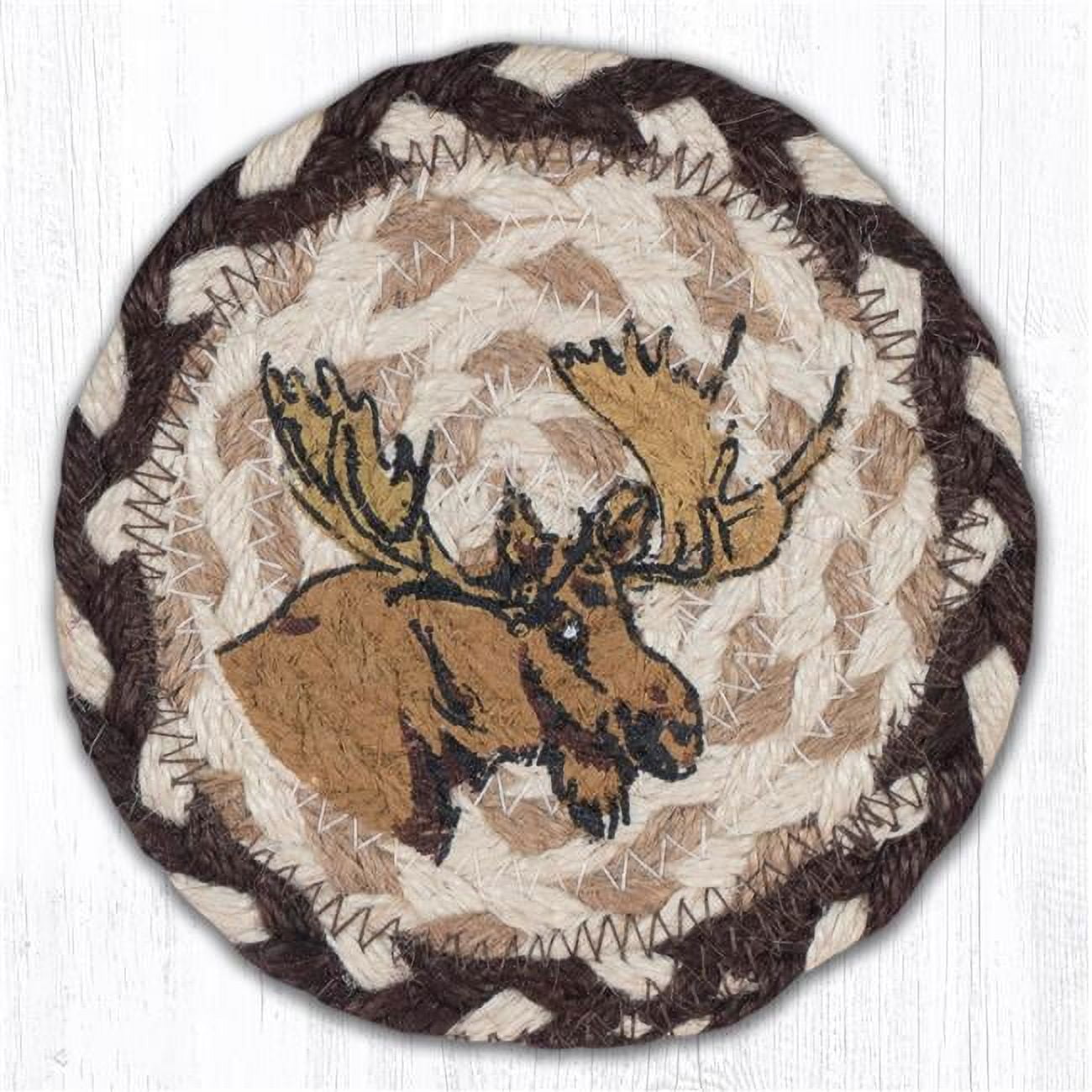 Picture of Capitol 31-IC130M 5 x 5 in. Moose Printed Round Coaster, Brown & Natural