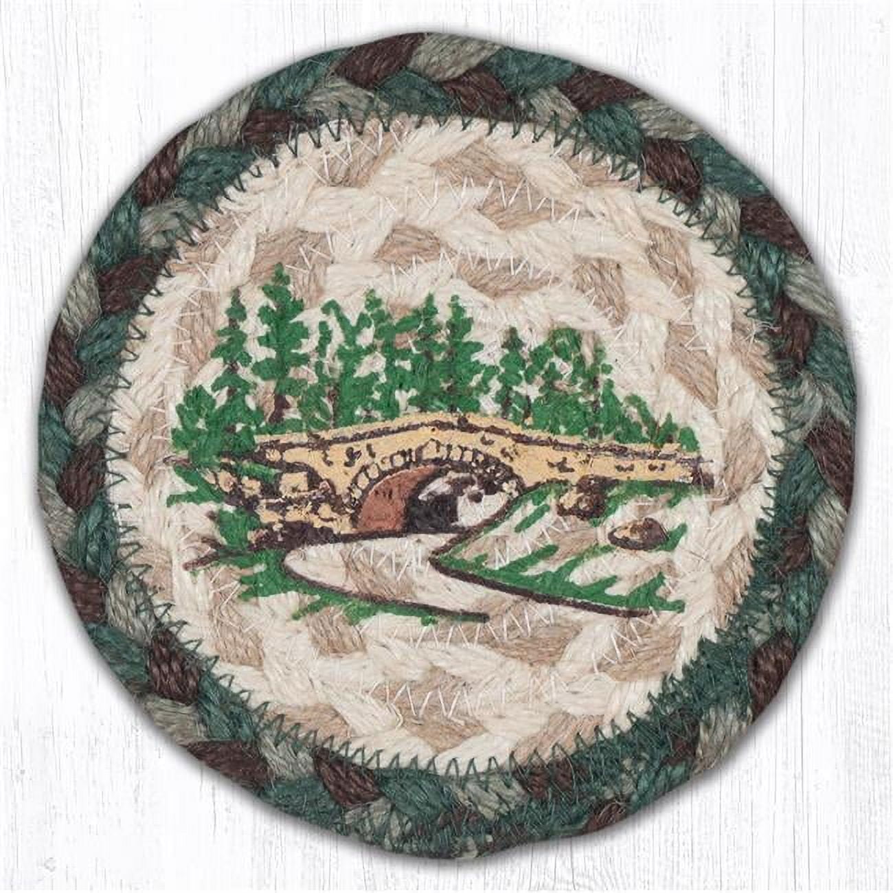 5 x 5 in. Acadia Bridge Printed Coaster Round Rug
