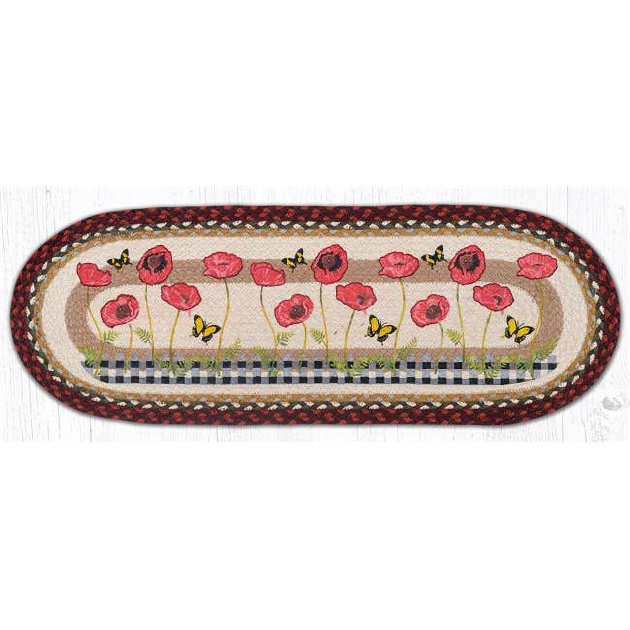 Picture of Capitol Importing 68-417P 13 x 36 in. OP-417 Poppies with Black Check Oval Table Runner