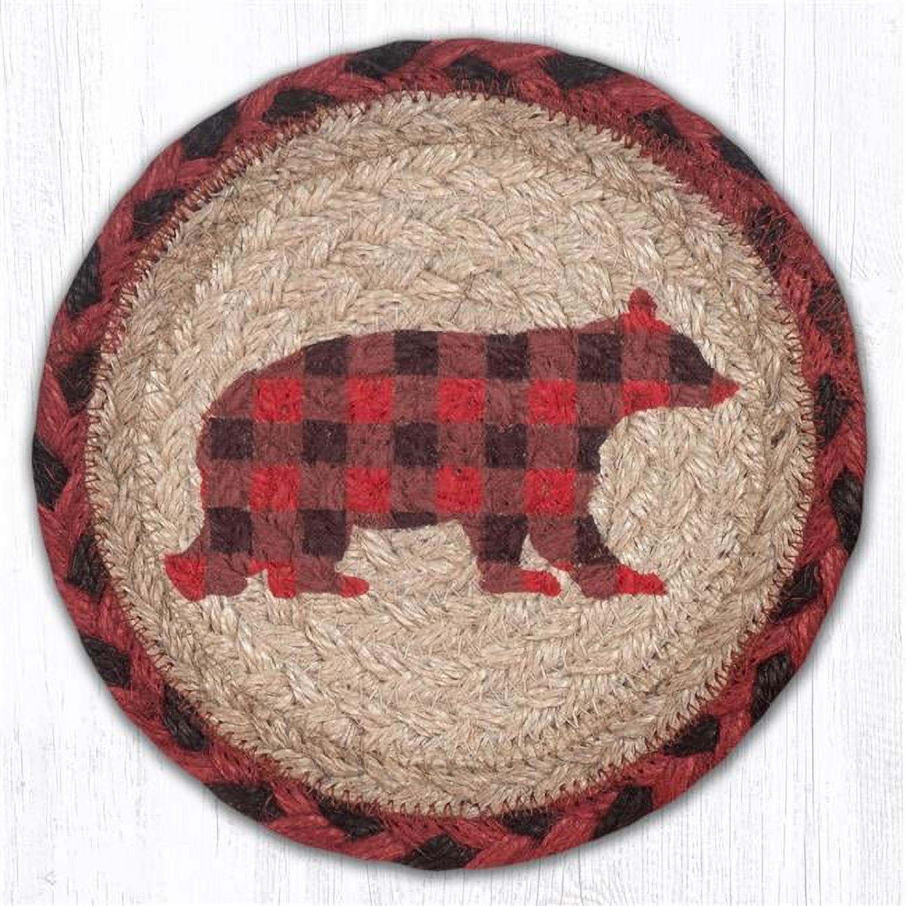 7 x 7 in. Flannel Bear Coaster Round Rug - Large