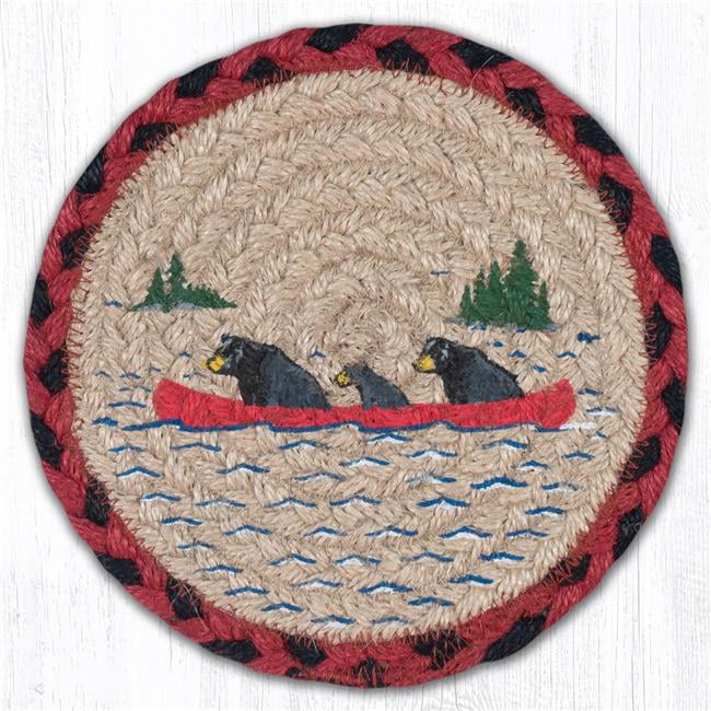 7 x 7 in. Bears Canoe Coaster Round Rug - Large