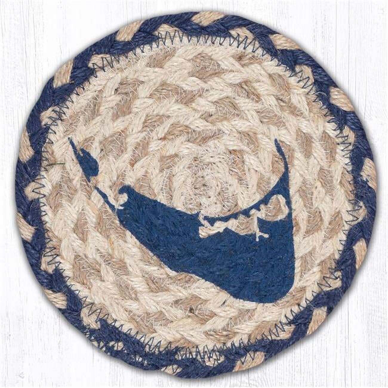 7 x 7 in. LC-444 Nantucket Round Large Braided Coaster