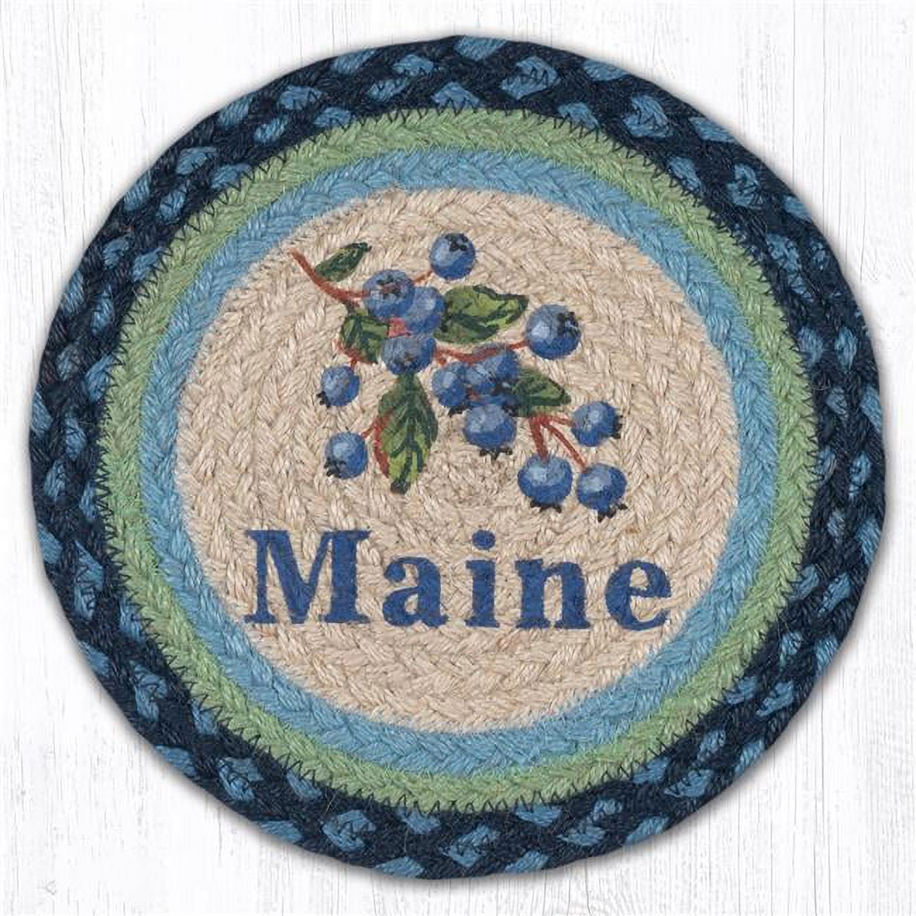 Picture of Capitol Importing 80-700BM 10 x 10 in. MSPR-700 Blueberry Maine Printed Round Braided Trivet
