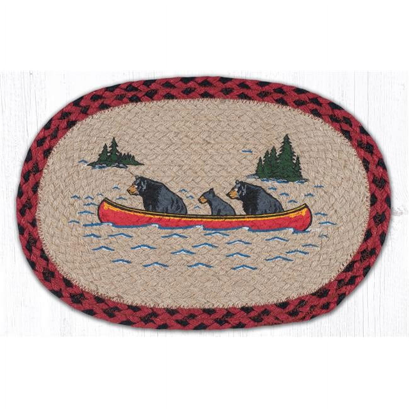10 x 15 in. Bears in Canoe Printed Oval Swatch Rug