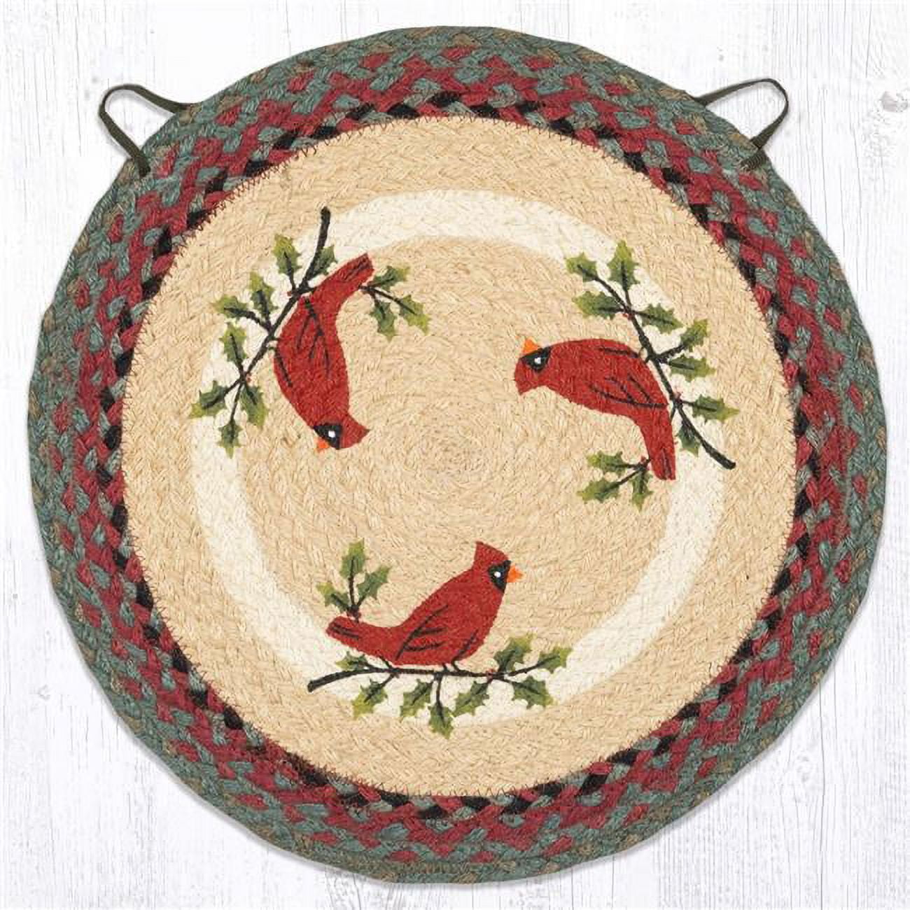 15.5 x 15.5 in. Holly Cardinal Chair Pad Round Rug, Multi Color -  Paisaje, PA2850425