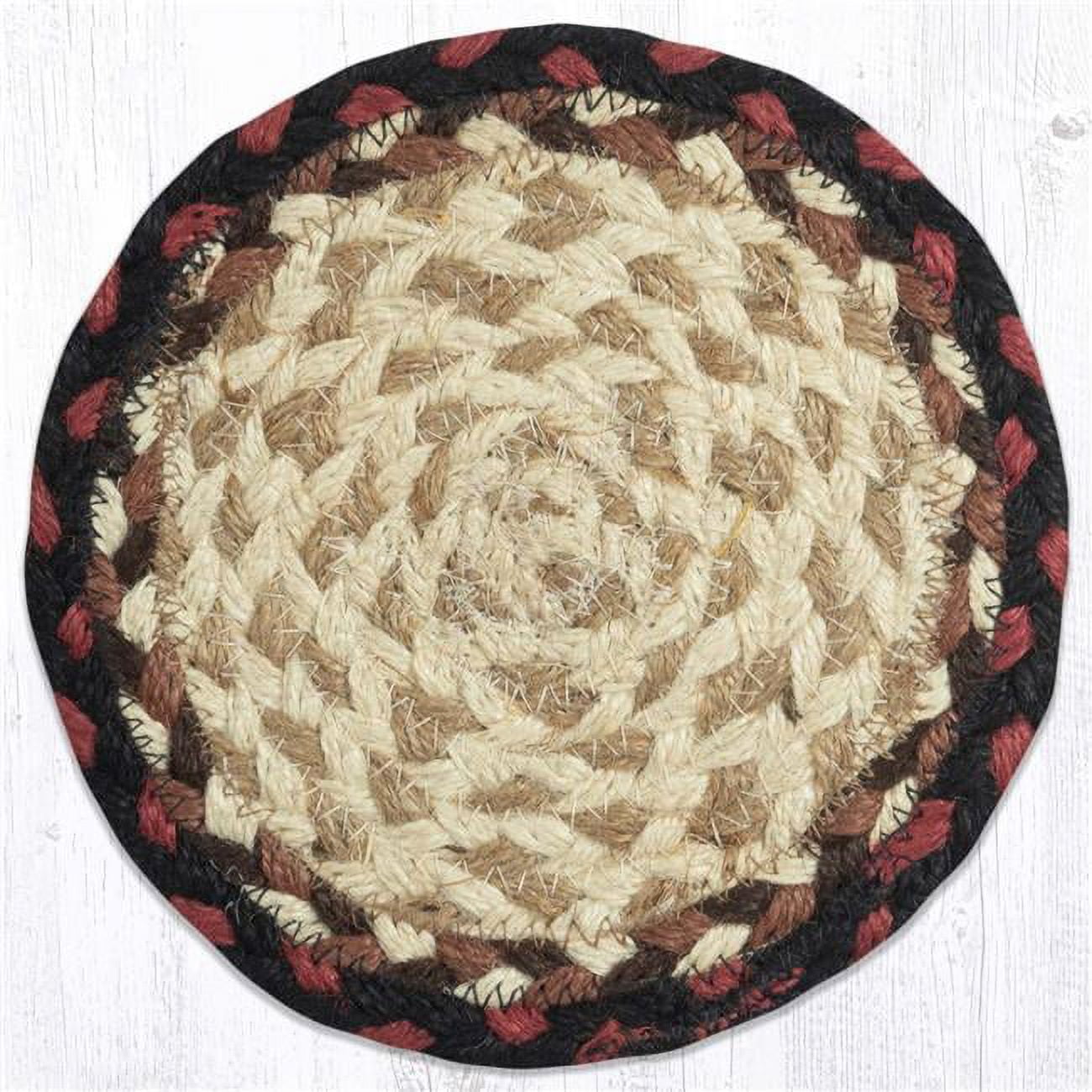 Picture of Capitol 52-LC019 7 x 7 in. Jute Round Coaster, Burgundy & Mustard - Large