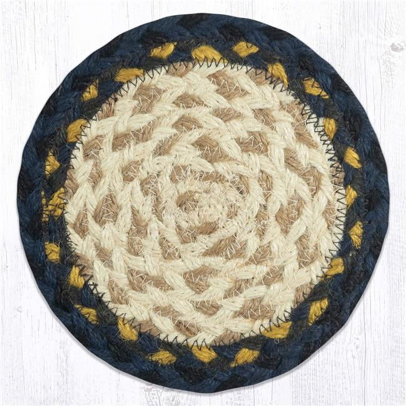 Picture of Capitol 52-LC079 7 x 7 in. Jute Round Coaster, Light Blue, Dark Blue & Mustard - Large