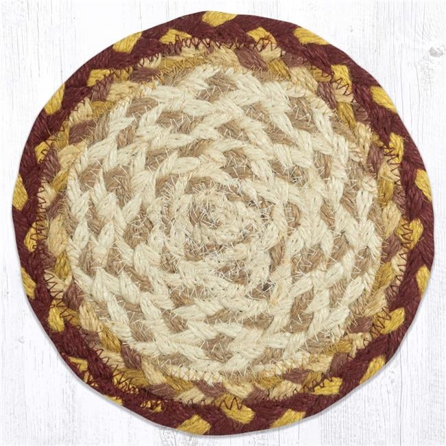 Picture of Capitol 52-LC357 7 x 7 in. Jute Round Coaster, Burgundy, Gray & Cream - Large
