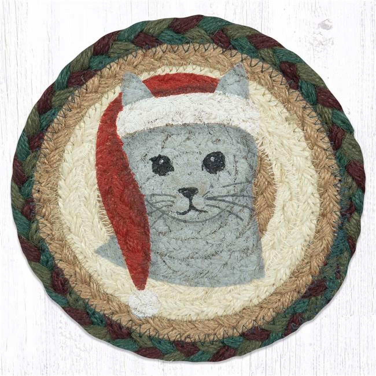 Picture of Capitol Importing 79-508SHC 7 x 7 in. LC-508 Santa Hat Cat Round Large Coaster