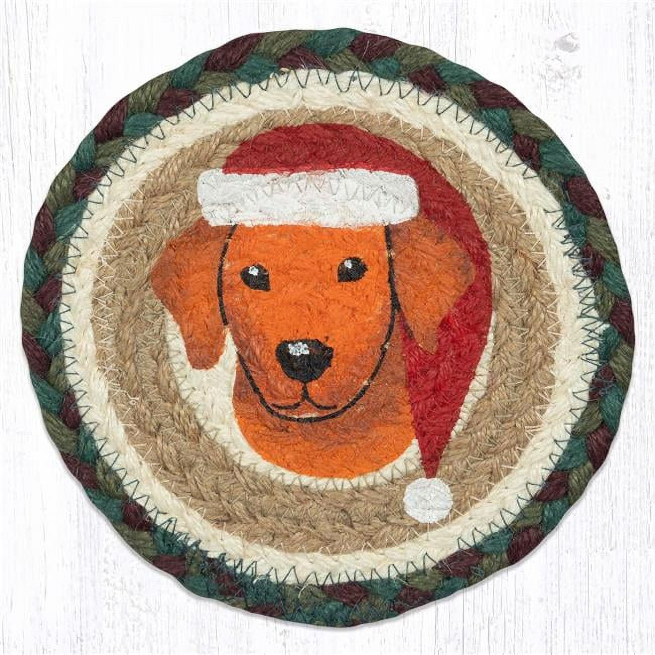 Picture of Capitol Importing 79-508SHD 7 x 7 in. LC-508 Santa Hat Dog Round Large Coaster