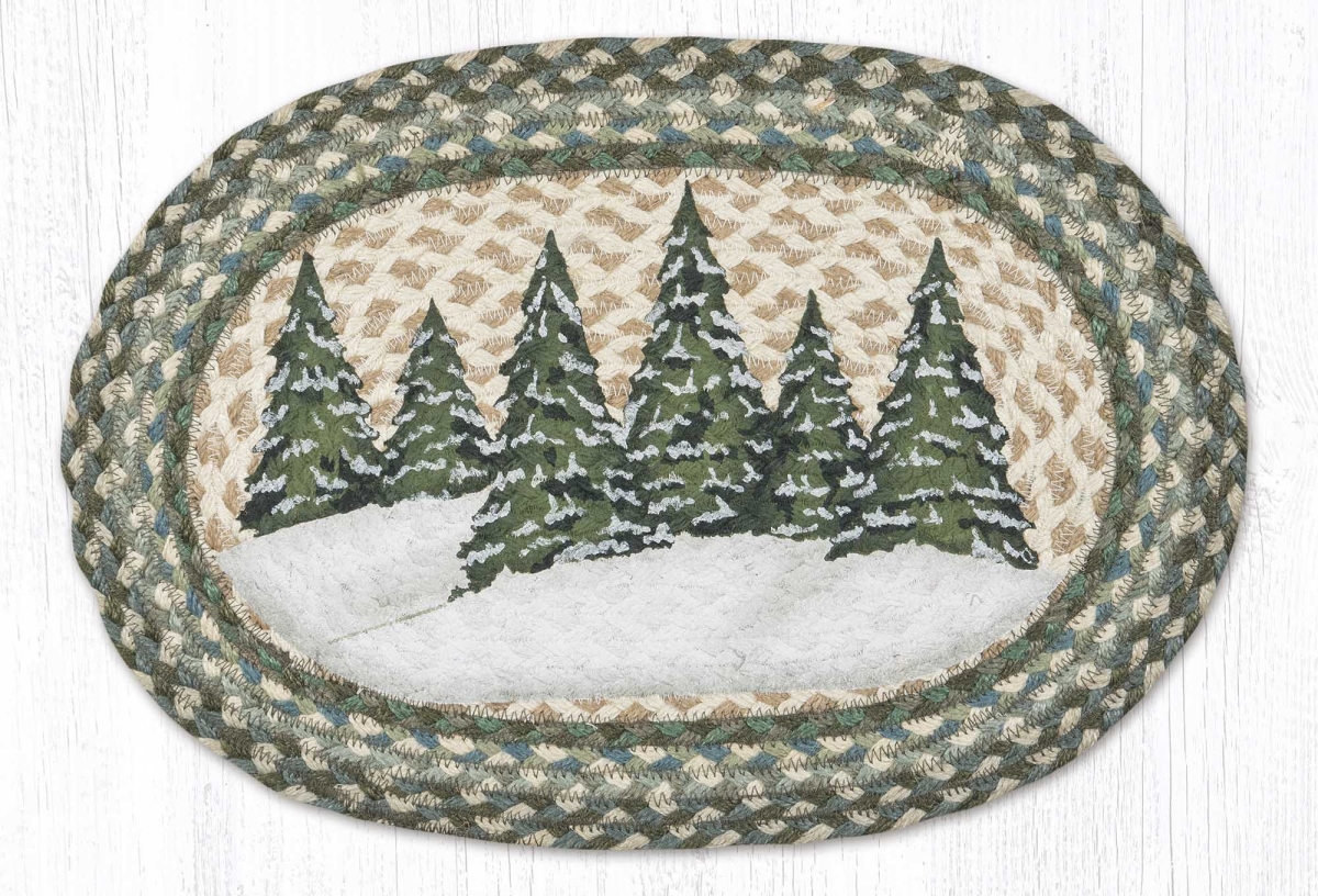 Picture of Earth Rug 48-419HVT 13 x 19 in. Holiday Village Trees Braided Oval Placemat, Multi Color