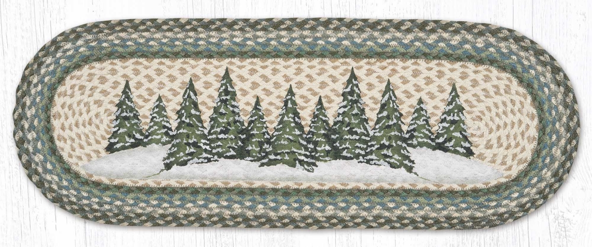 Picture of Earth Rug 68-419HVT 13 x 36 in. Holiday Village Trees Braided Oval Table Runner, Multi Color