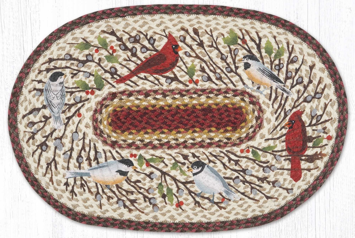 65-780WB 20 x 30 in. Winter Birds Braided Oval Patch Rug, Multi Color
