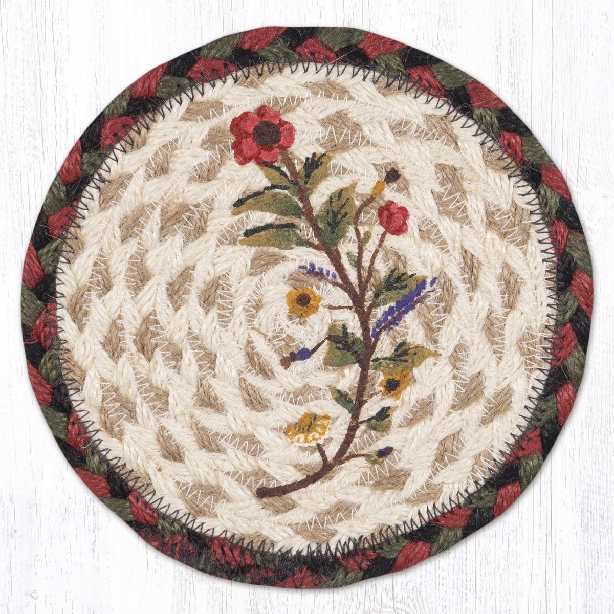 79-081PK 7 x 7 in. Plant Kindness Braided Round Large Coaster, Multi Color