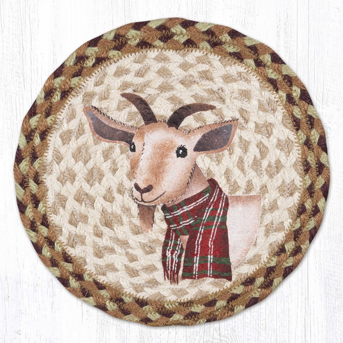 Picture of Earth Rug 80-413WG 10 x 10 in. MSPR-413 Winter Goat Printed Braided Round Trivet&#44; Multi Color