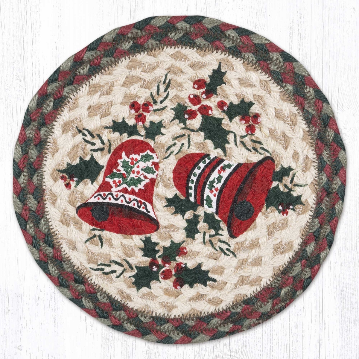 Picture of Earth Rug 80-801B 10 x 10 in. MSPR-801 Bells Printed Braided Round Trivet&#44; Multi Color
