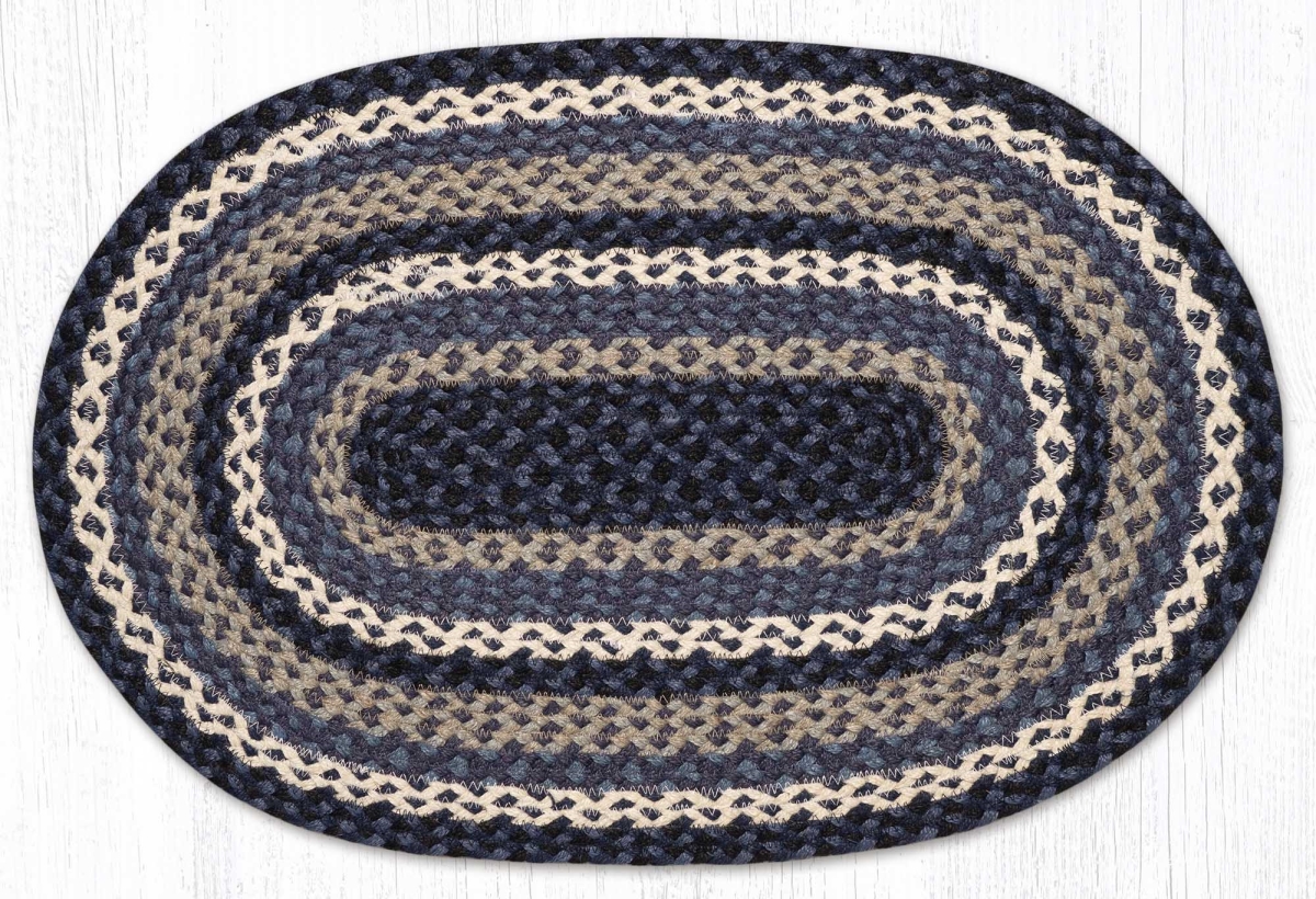Oval Braided Rug - Blue Gray & Ivory - 20 x 30 in. - Durable Design