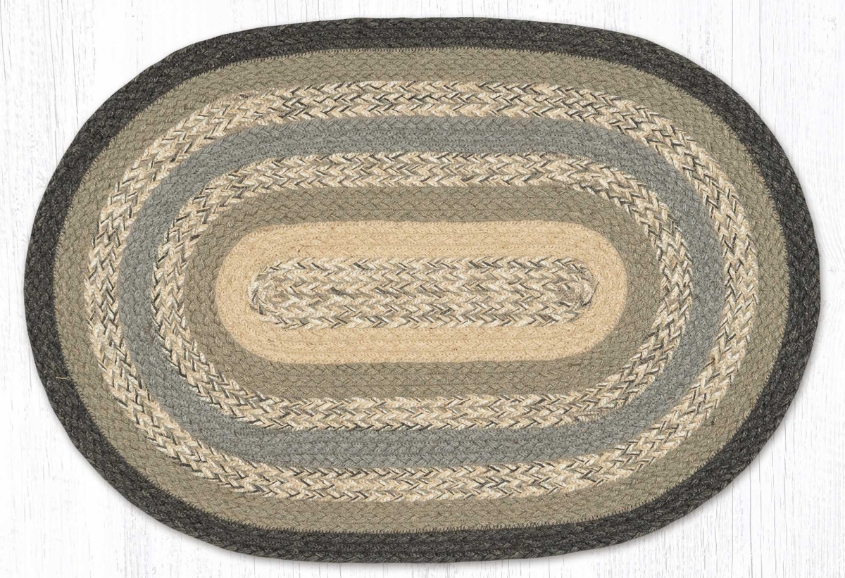 02903 20 x 30 in C903 Charcoal44 Gray  Ivory Oval Braided Rug