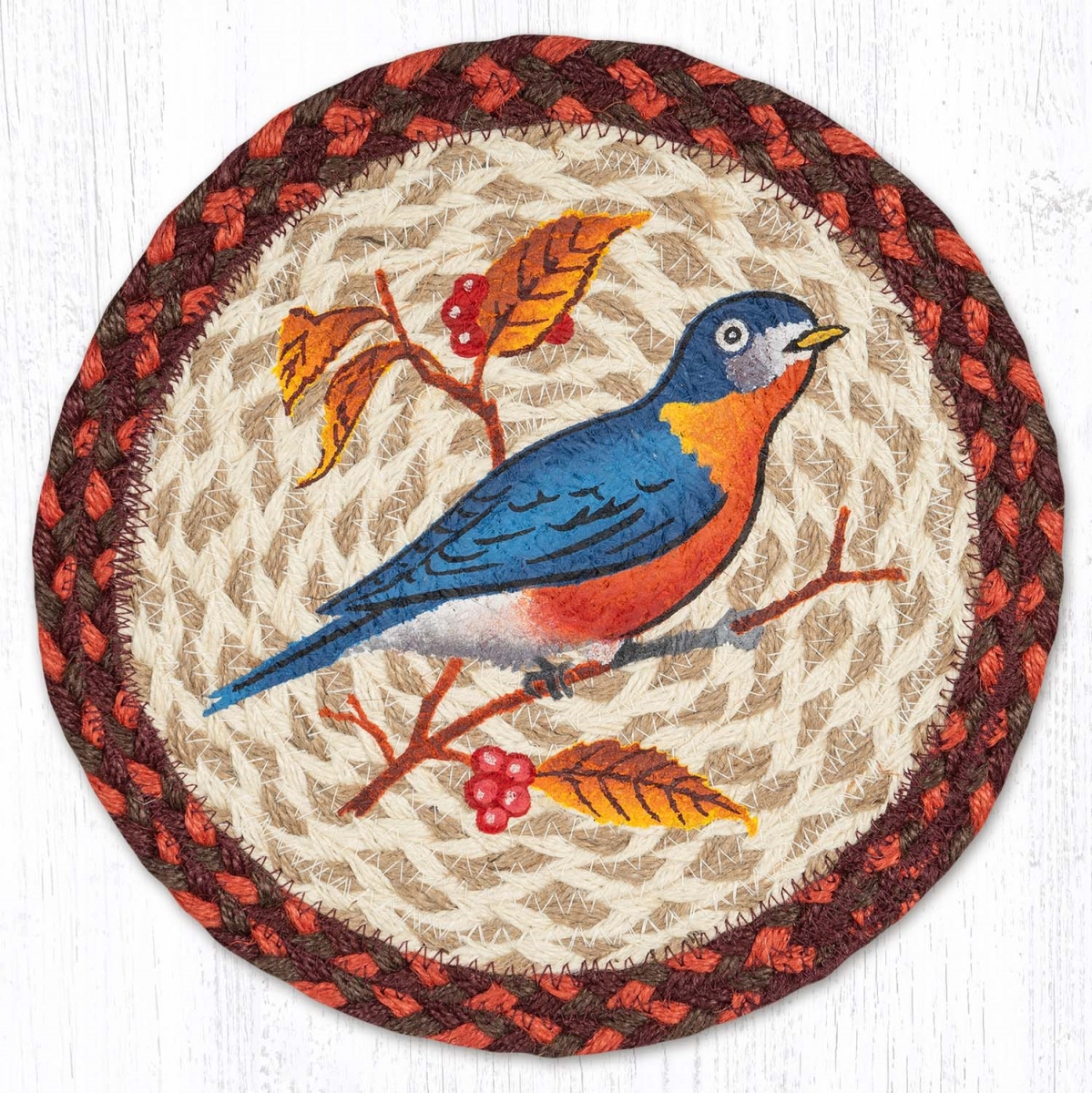 Picture of Earth Rug 80-717WB 10 x 10 in. MSPR-717 Wildlife Bluebird Printed Round Trivet