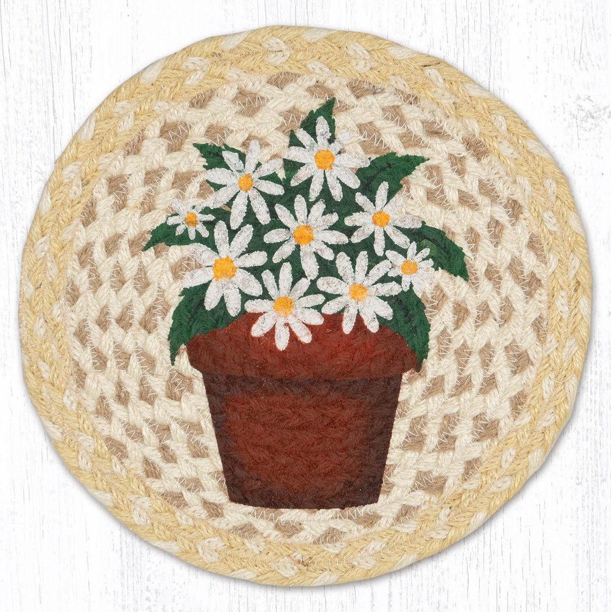 Picture of Earth Rug 80-880DCP 10 x 10 in. MSPR-880 Daisy Clay Pot Printed Round Trivet